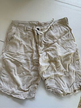 Lucky Brand Men's Casual Linen Blend Drawstring Shorts — Cream